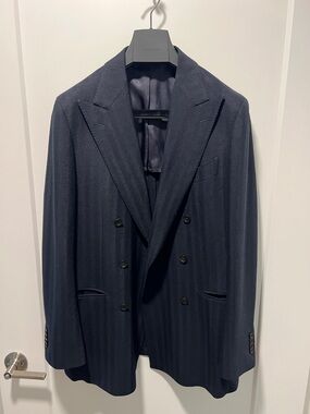 Suitsupply Navy Double-Breasted Wool Blazer